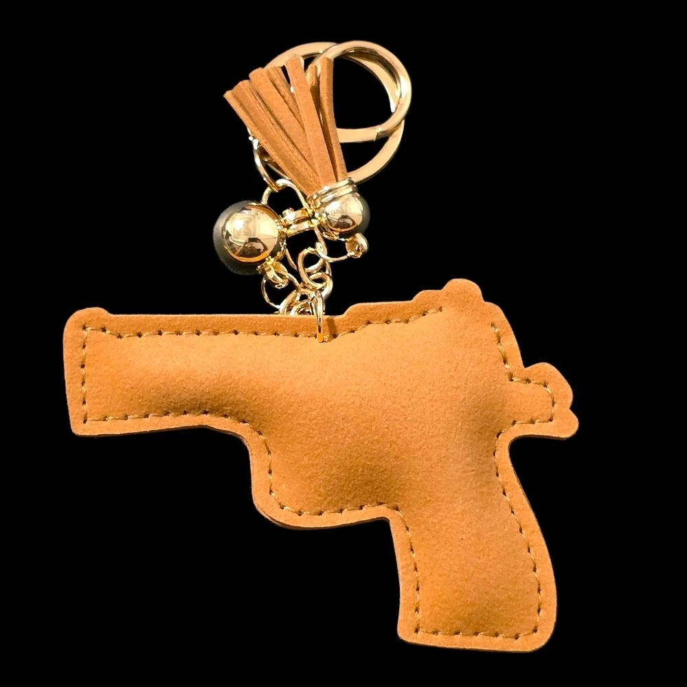 Rhinestone Gun Bag Charm Keychain with Tassel